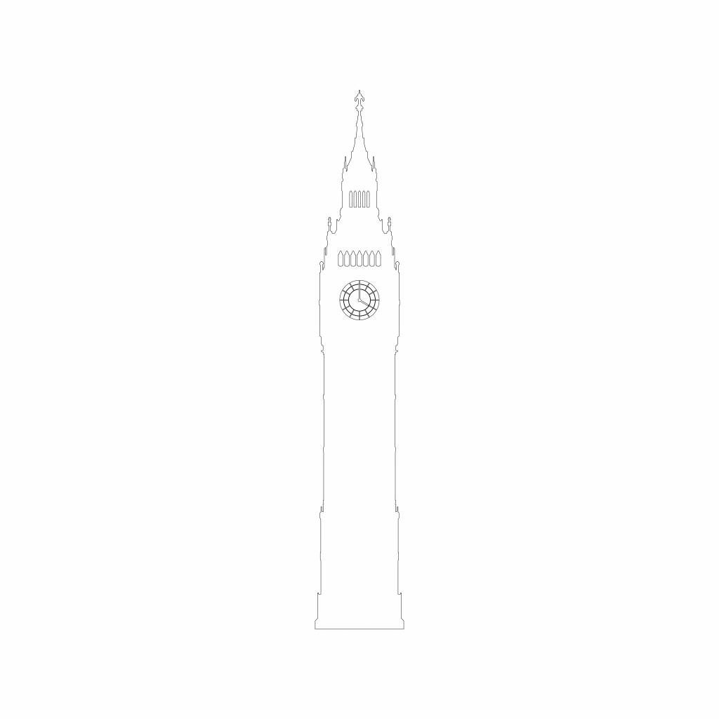 Portret van de Big Ben, wit