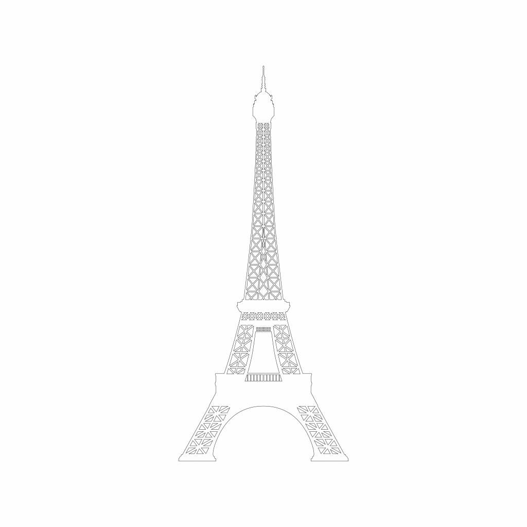 Portrait of the Eiffel Tower, white