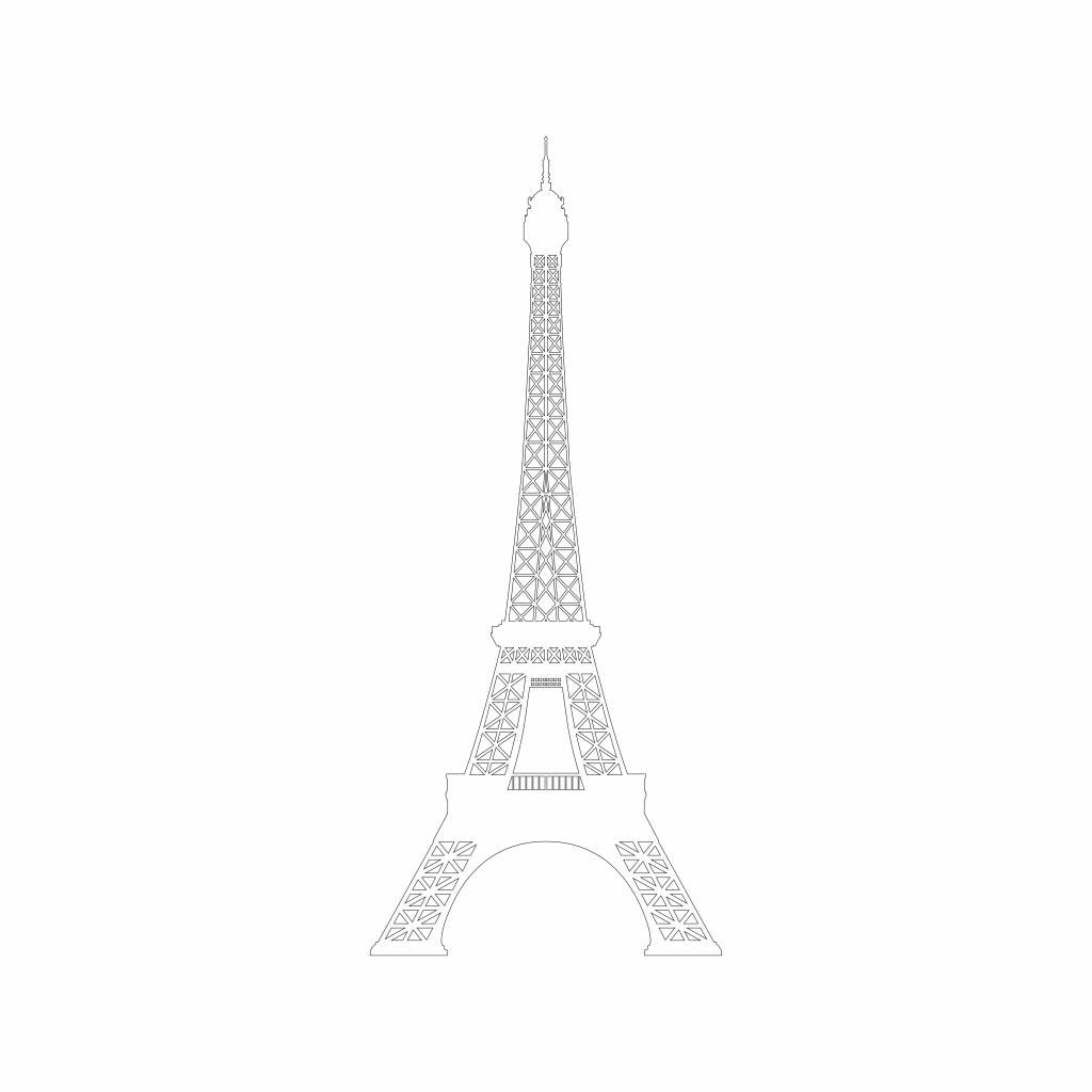 Portrait of the Eiffel Tower, white