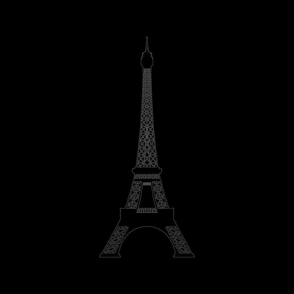 Portrait of the Eiffel Tower, black