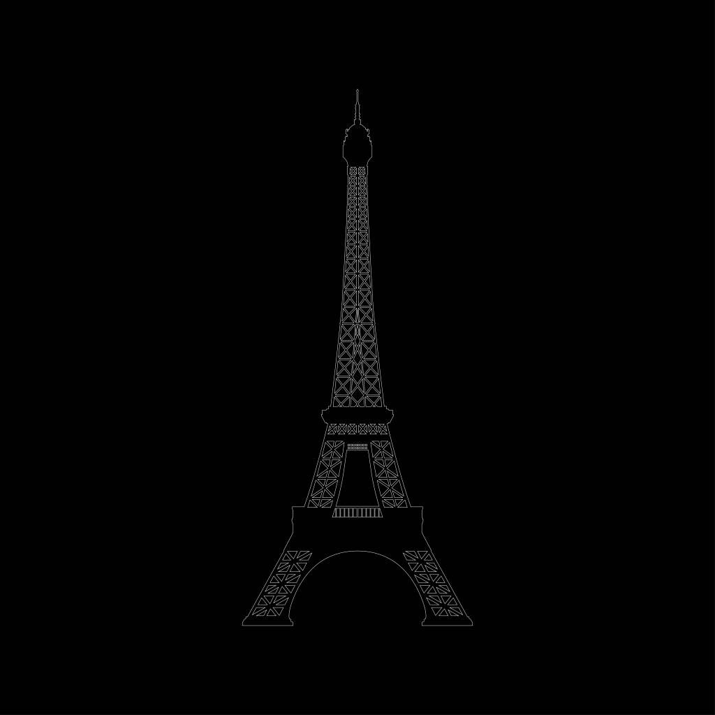 Portrait of the Eiffel Tower, black