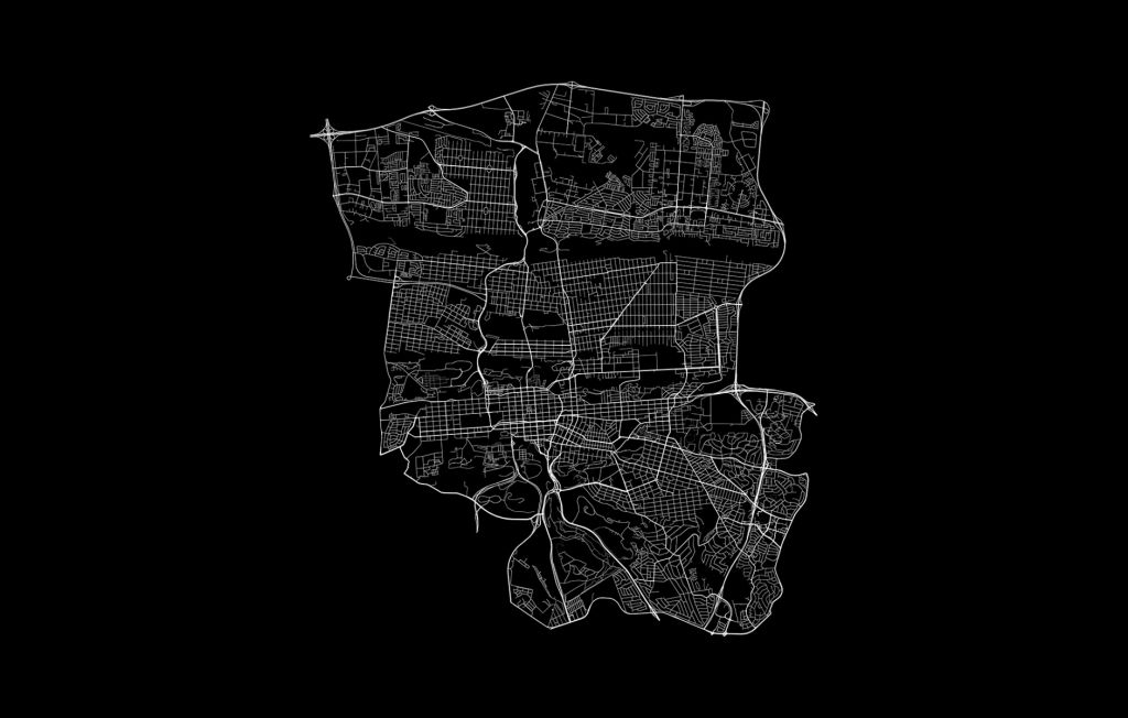 Map of Pretoria, black