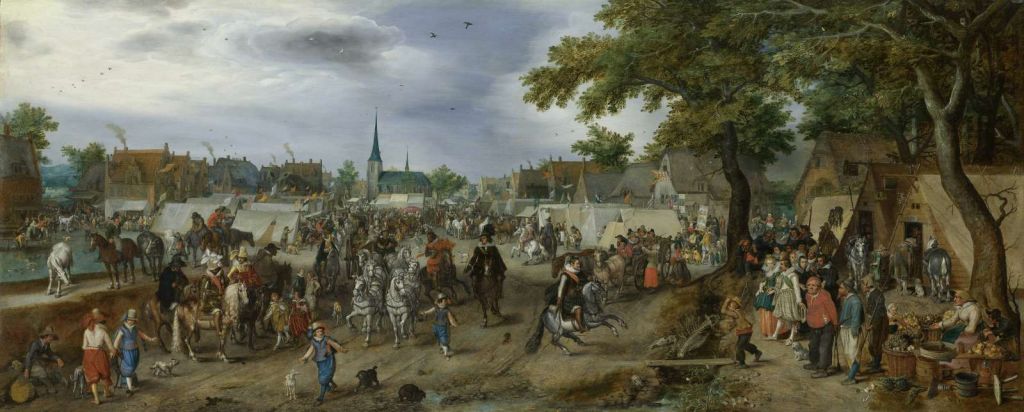 Prins Maurits en Frederik Hendrik op de paardenmarkt van Valkenburg