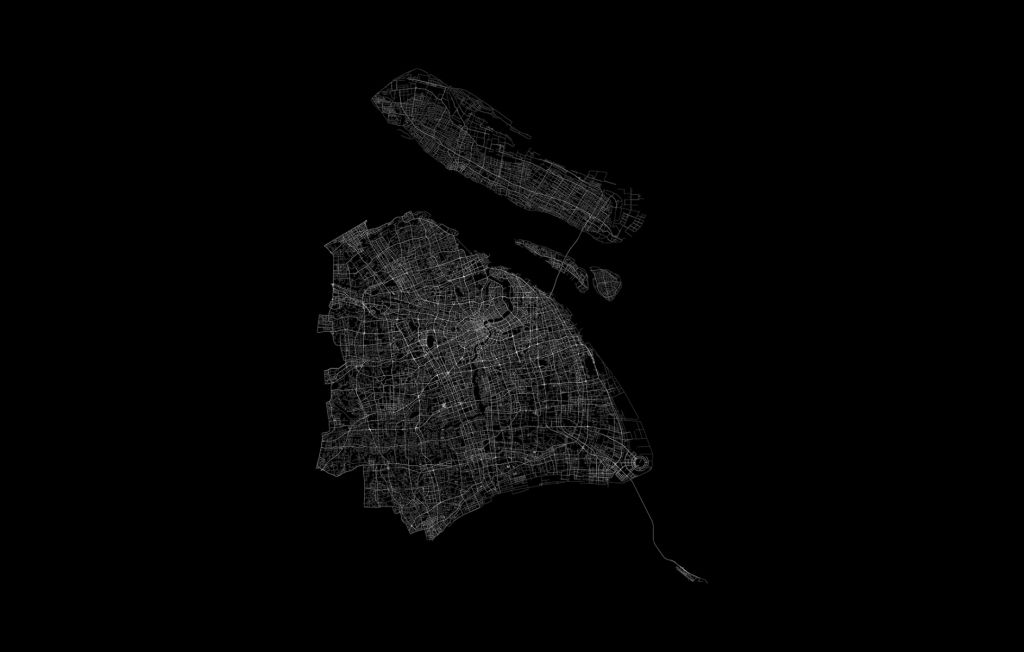 Map of Shanghai, black