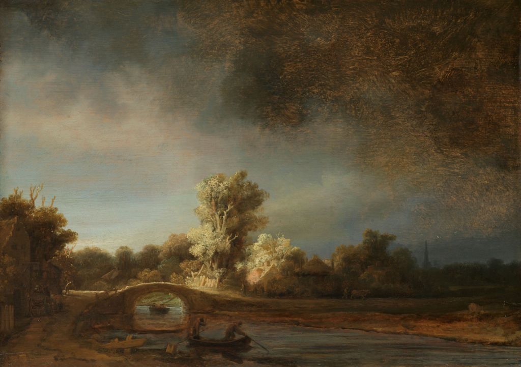 Landscape with stone bridge