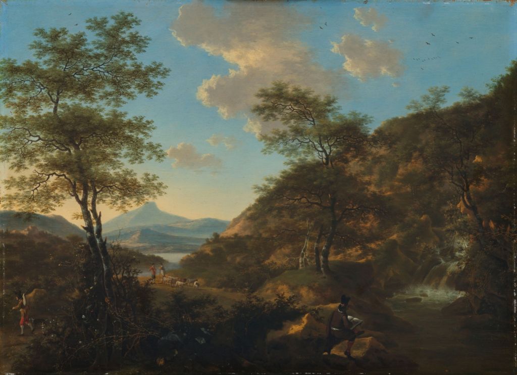 Italian landscape with artist