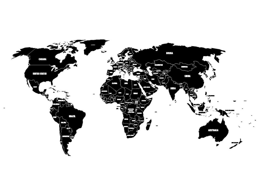 Black world map