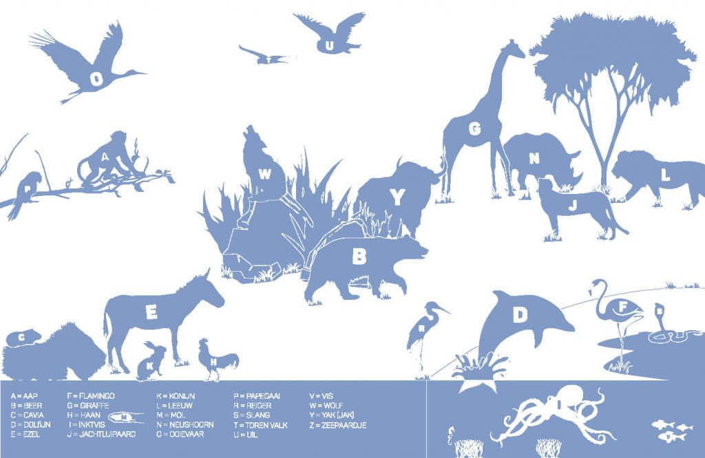 Animal alphabet, blue