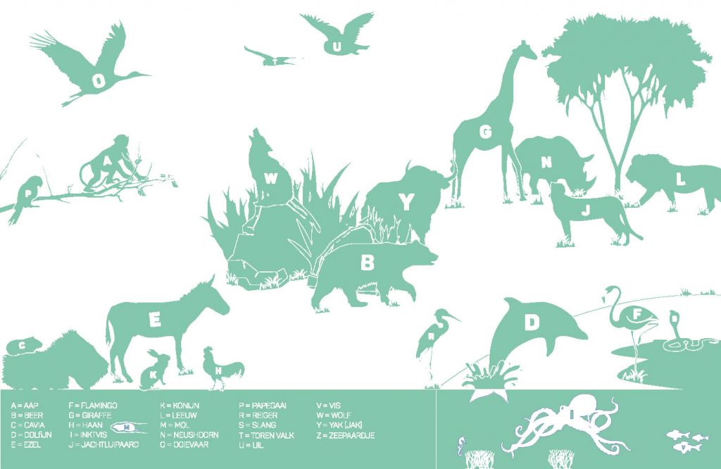 Animal alphabet, green