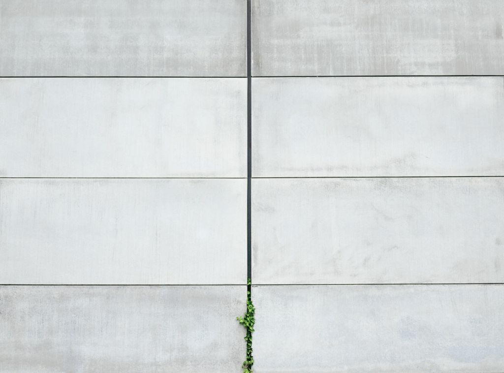 Wall of concrete slabs