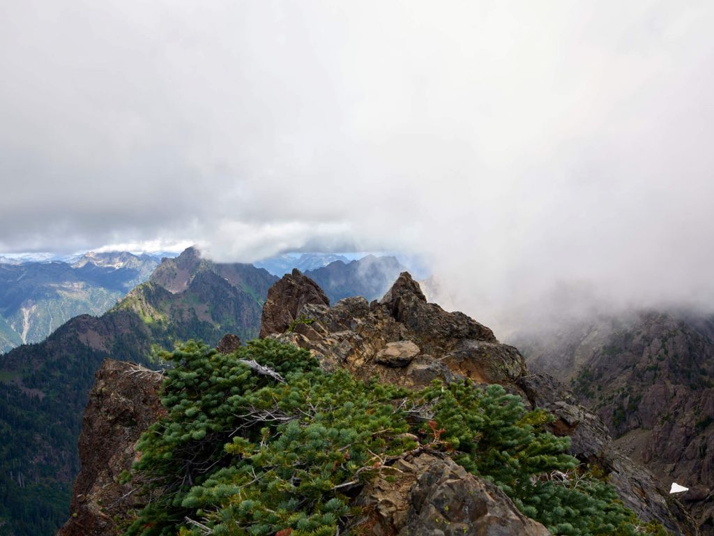 Mountain top in the clouds