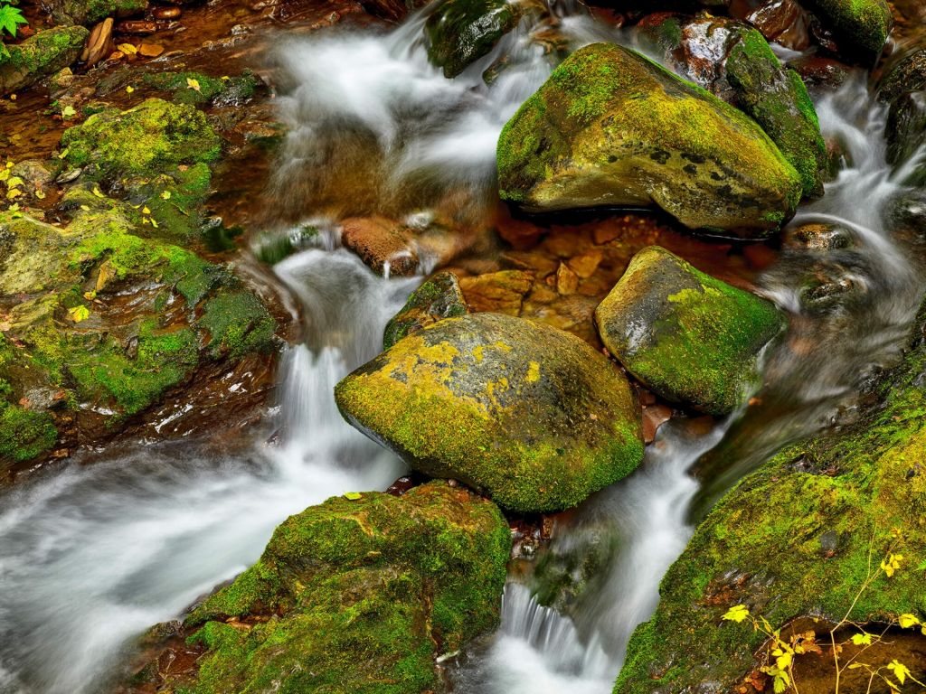 Running water with rocks