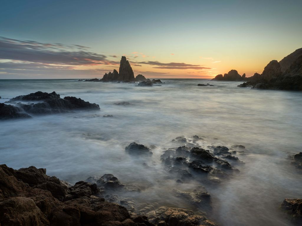 Sunset between the rocks