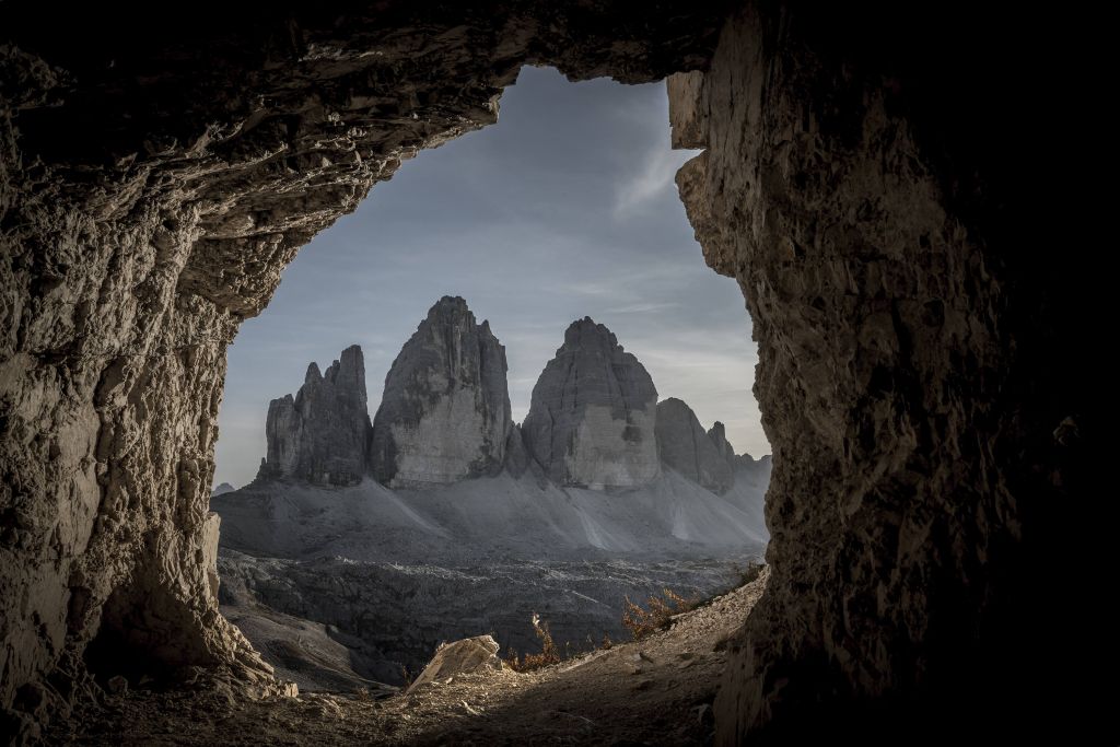 Cave with mountains
