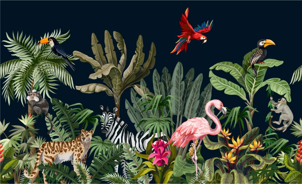 Colored jungle animals