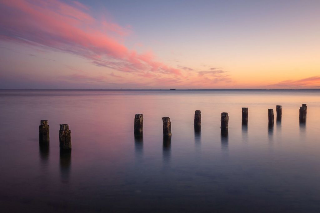 Wooden groynes on the Baltic Sea