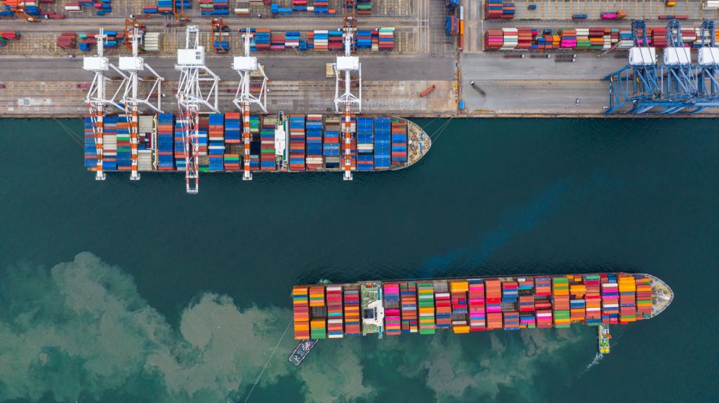 Top view container ships