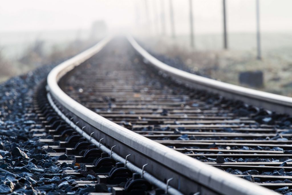 Train track in the morning mist