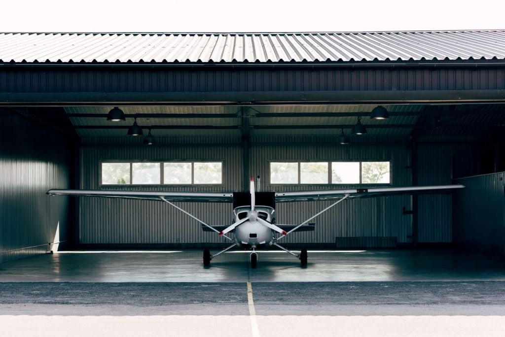 Airplane in hangar