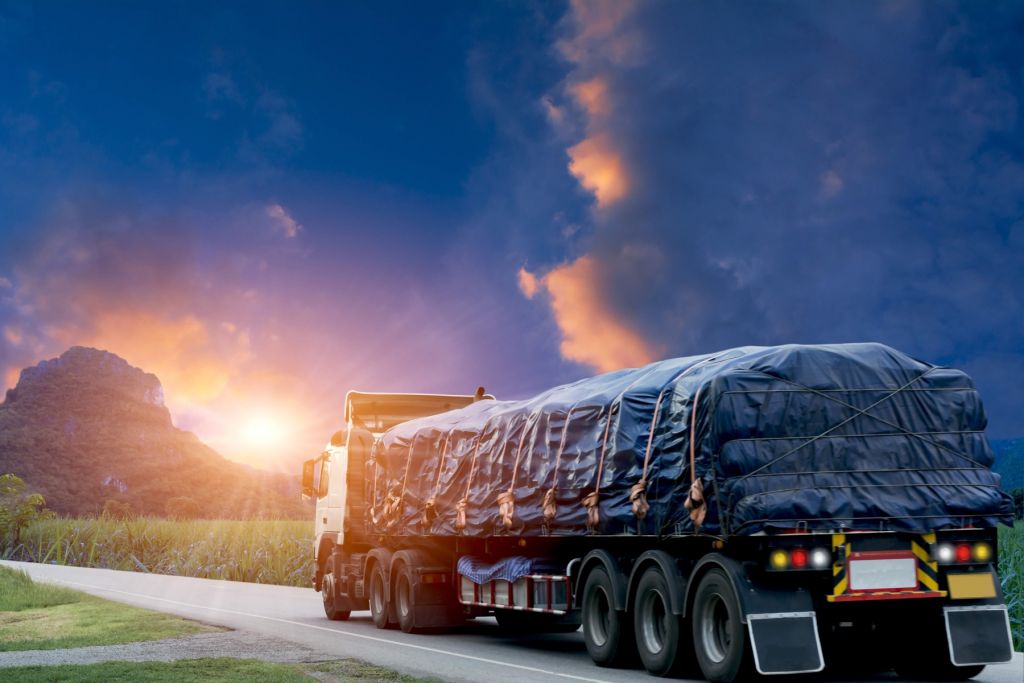 Truck with sunset