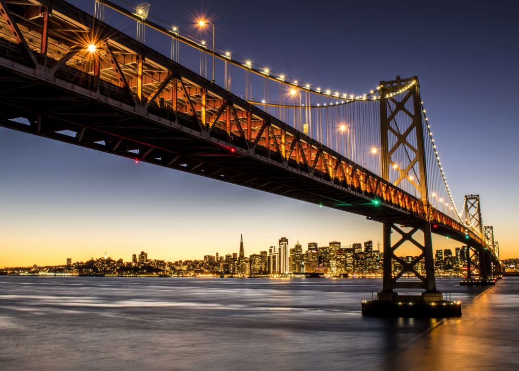 Bay Bridge with light