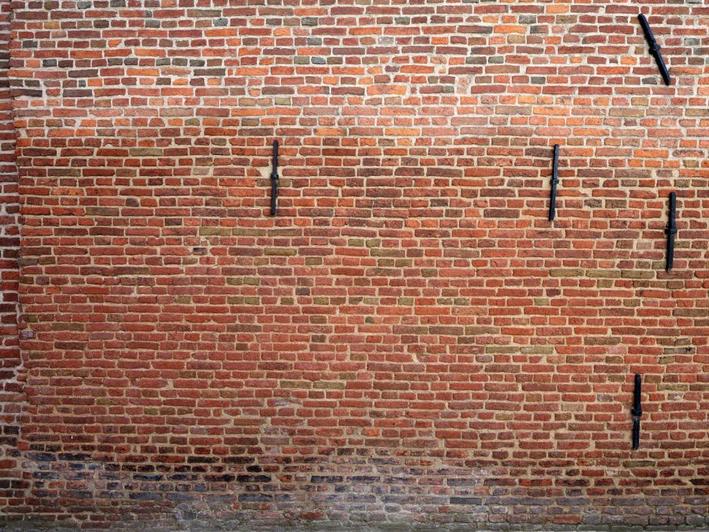 City wall with wall anchors