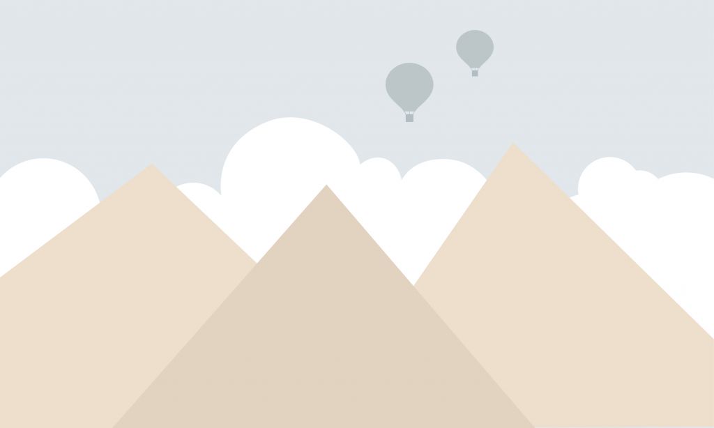 High mountains with hot air balloons