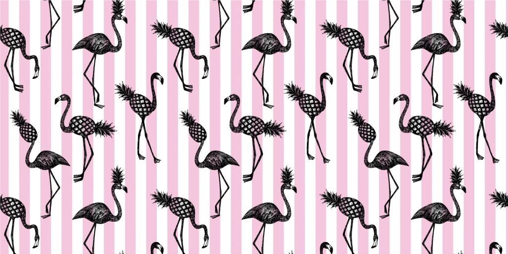 Flamingos and pineapples