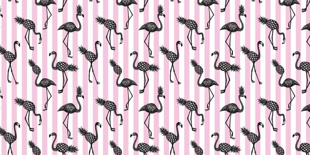 Flamingos and pineapples
