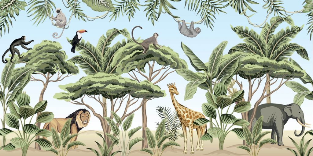 Pattern with jungle animals