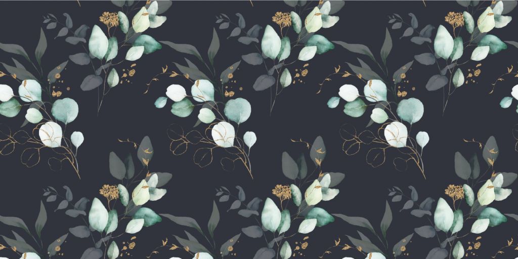 Dark blue leaves with gold