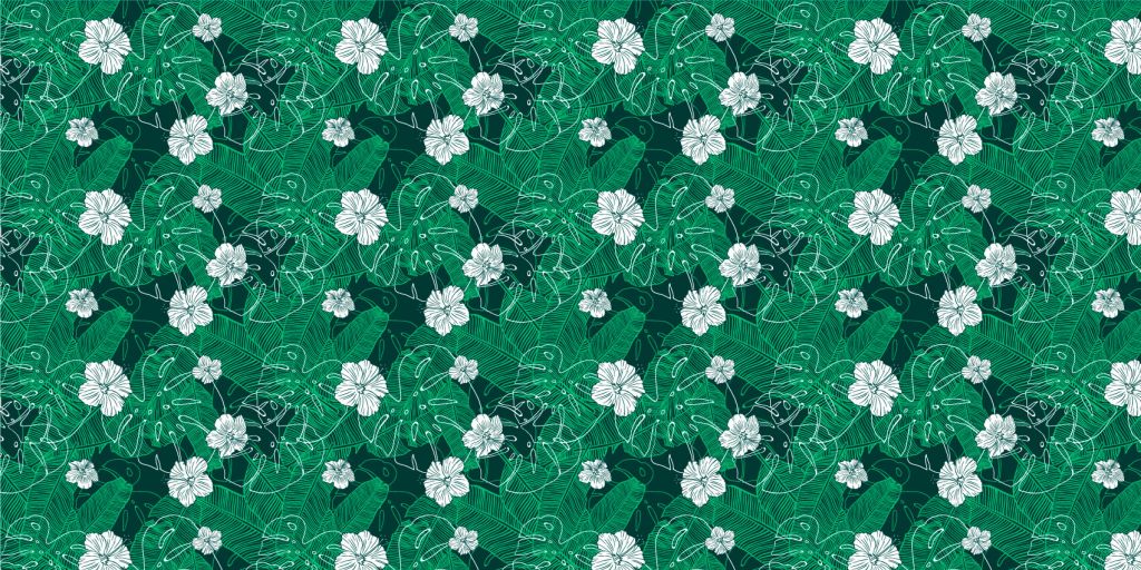 Tropical leaves and flowers