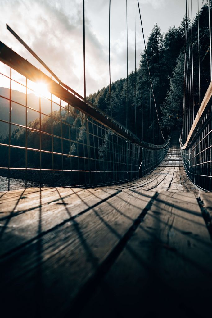 Steel suspension bridge