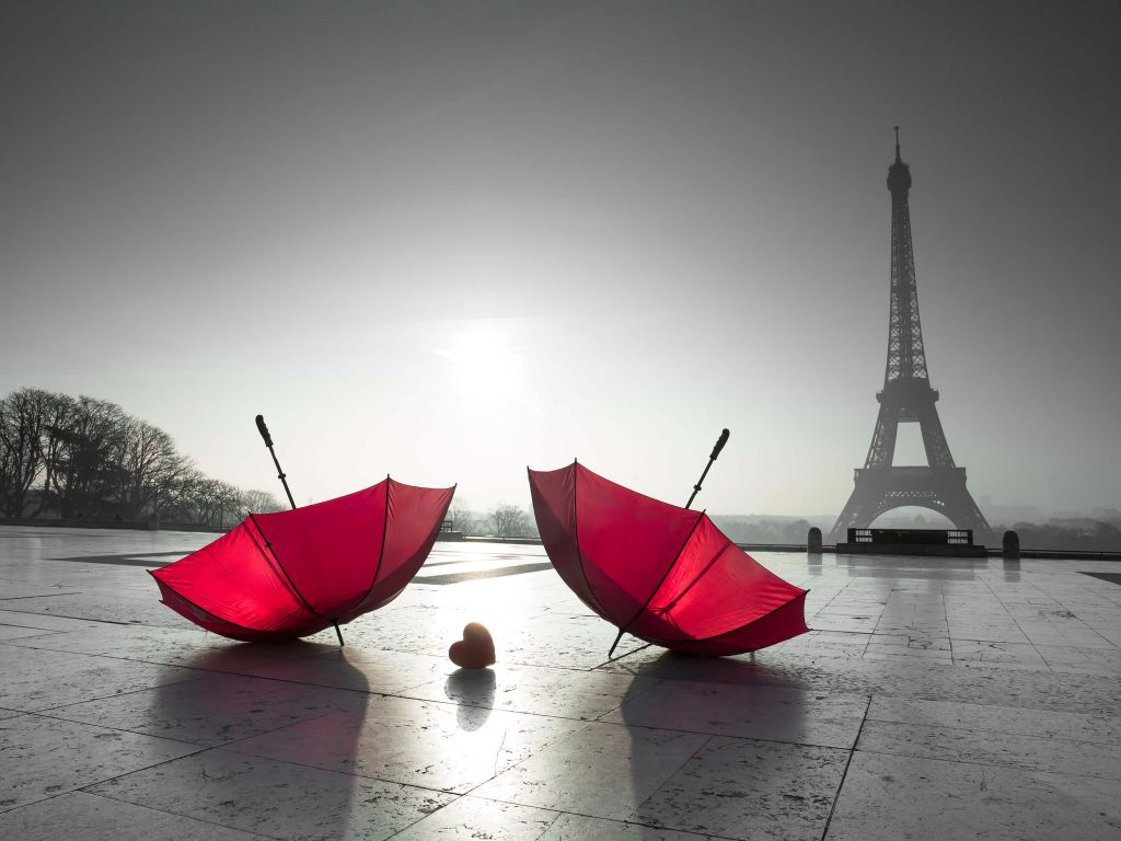 Red umbrellas