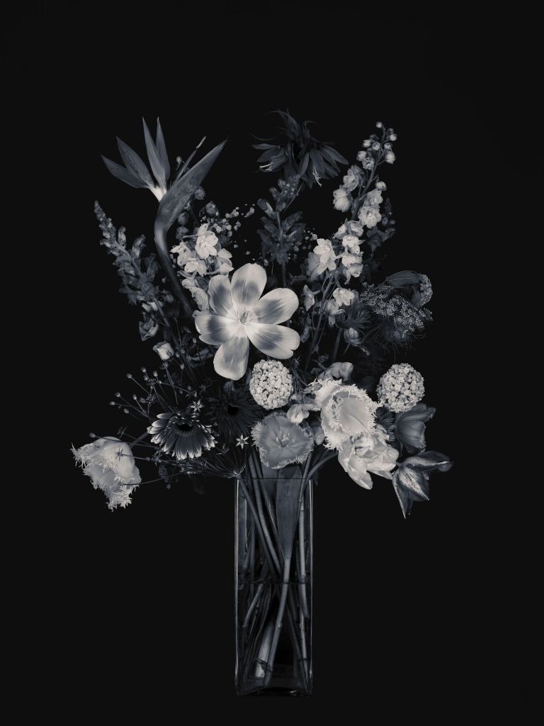Bouquet of flowers in black and white