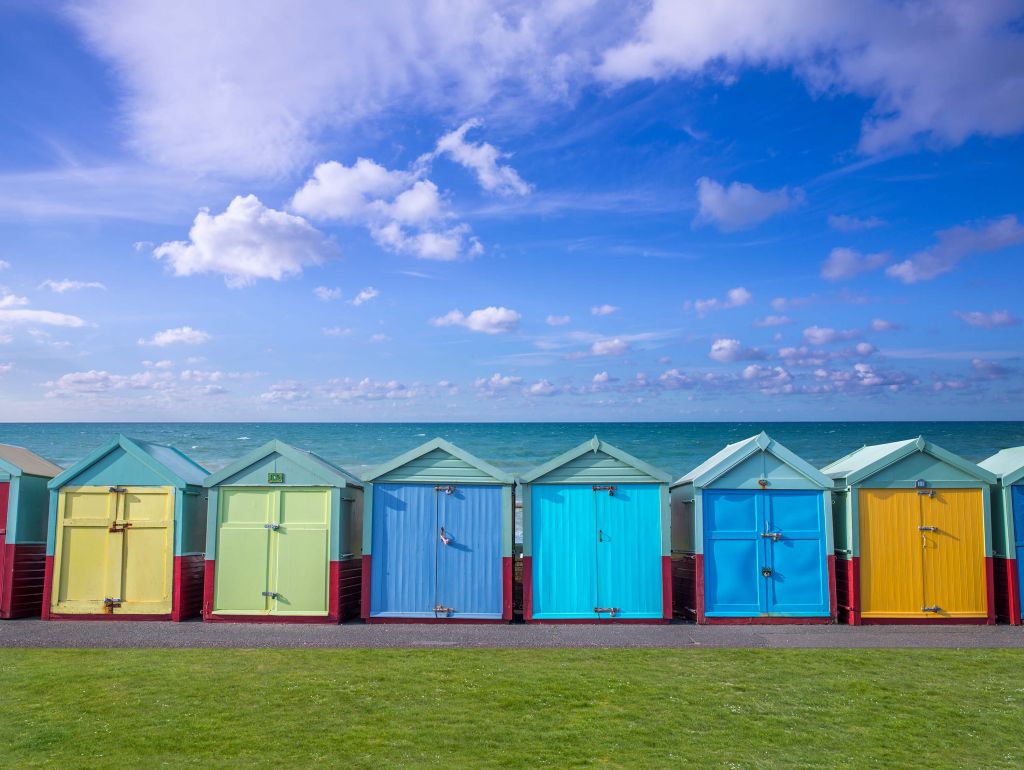 Colourful beach huts