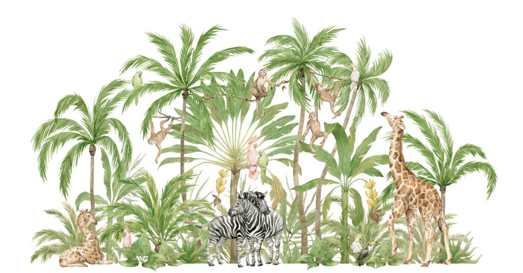 Watercolour jungle animals