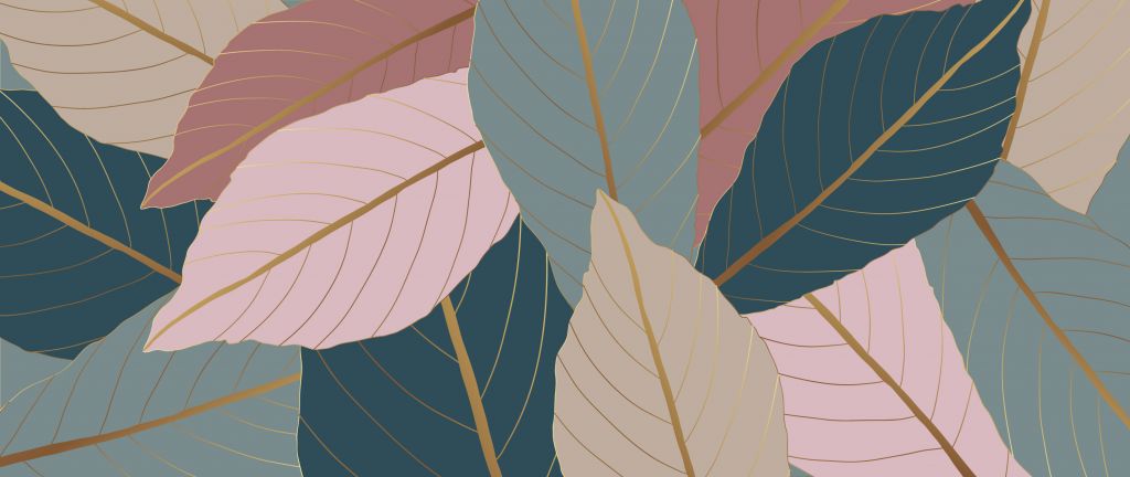 Tropical leaves with gold