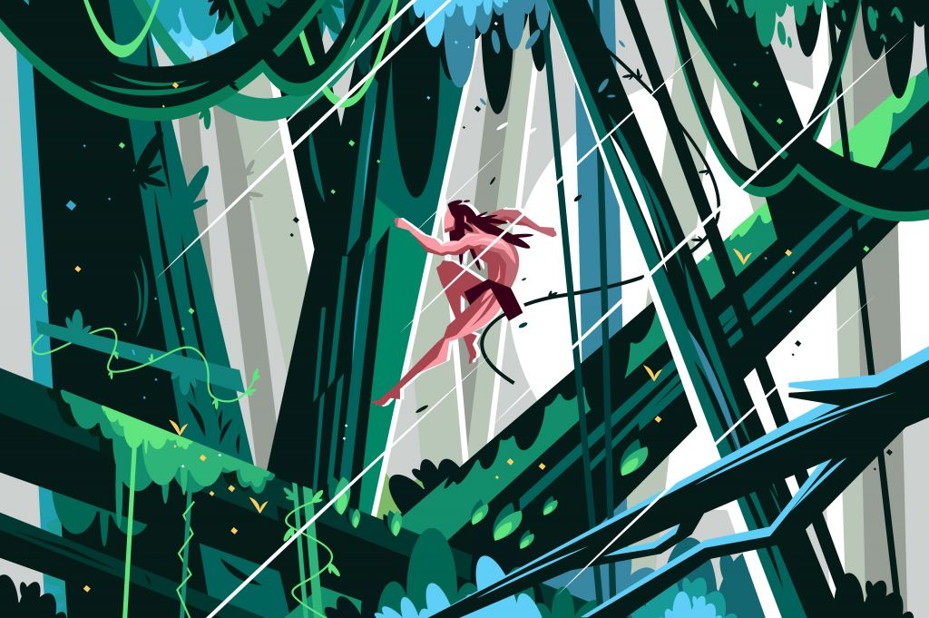 Wild man in the jungle