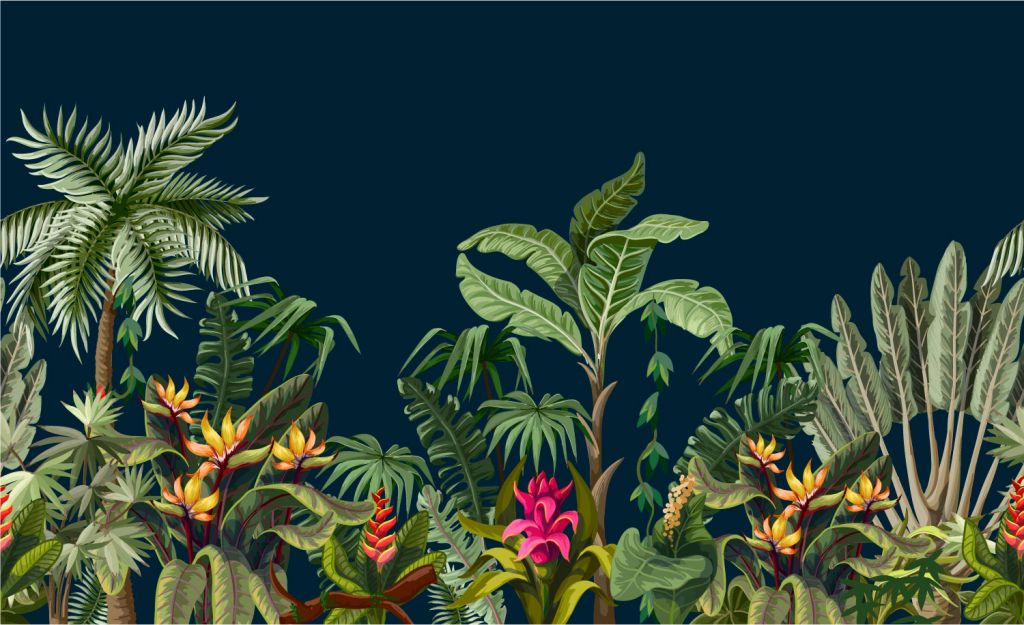 Jungle flowers and trees