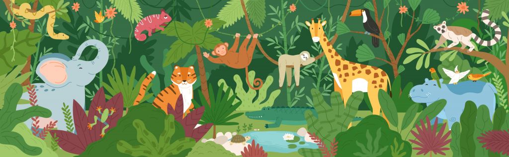 Happy jungle animals