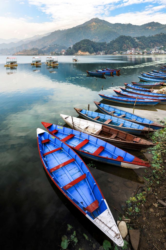 Colorful wooden tourist boats