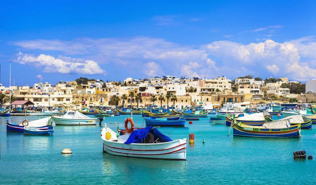 Village with fishing boats