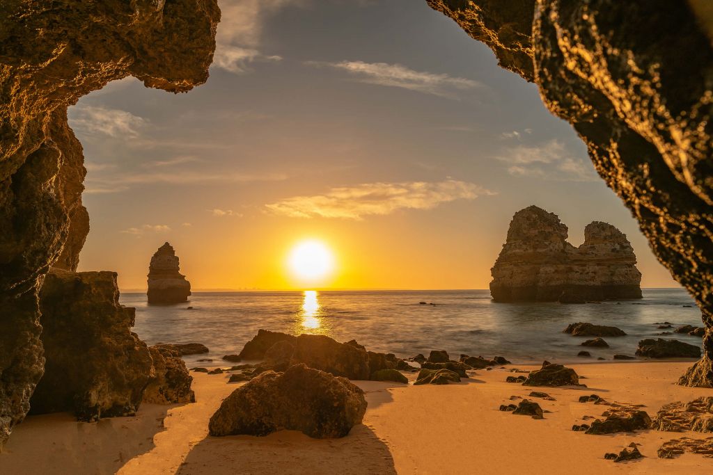 Sunrise from a cave