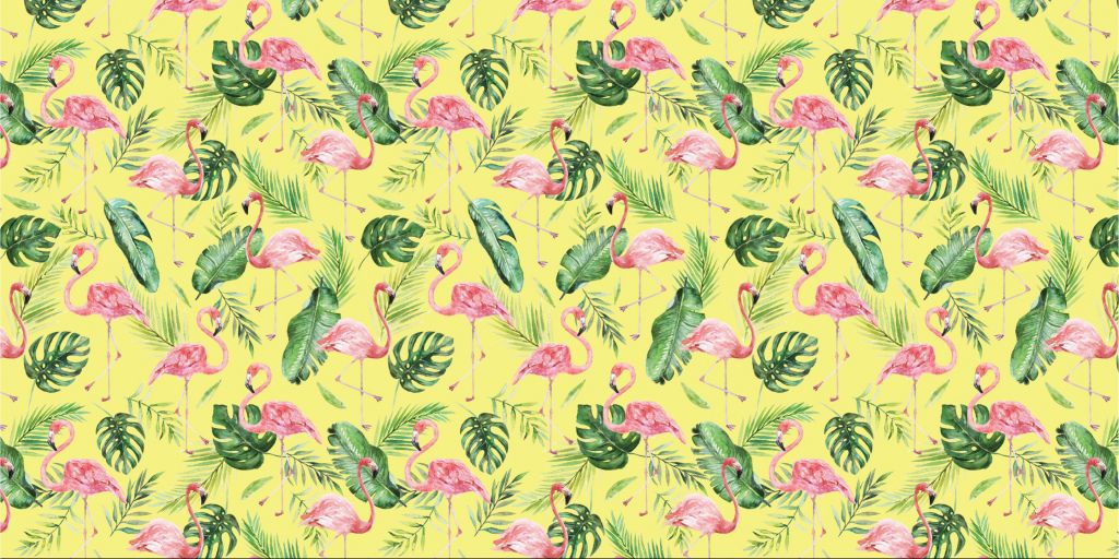 Leaves and flamingos