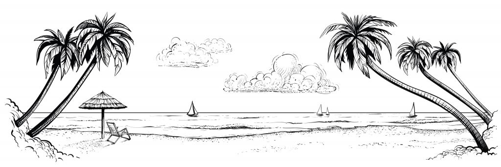 Beach in black and white