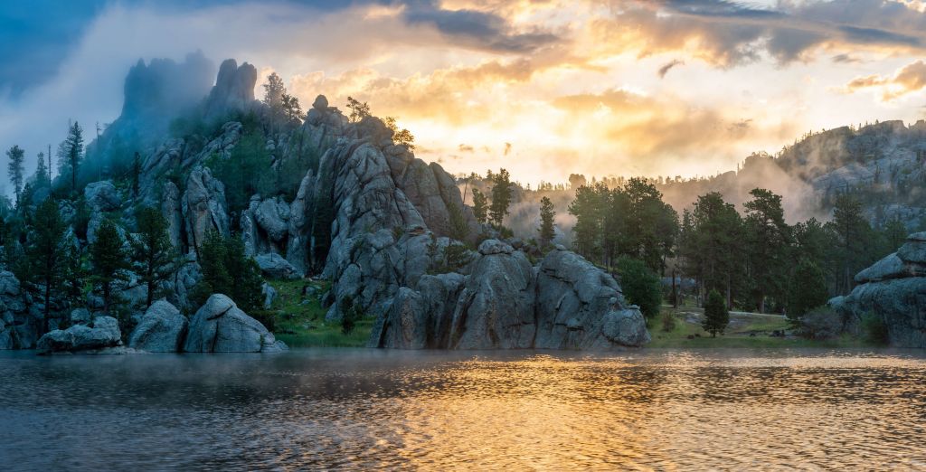 Sunrise over a lake