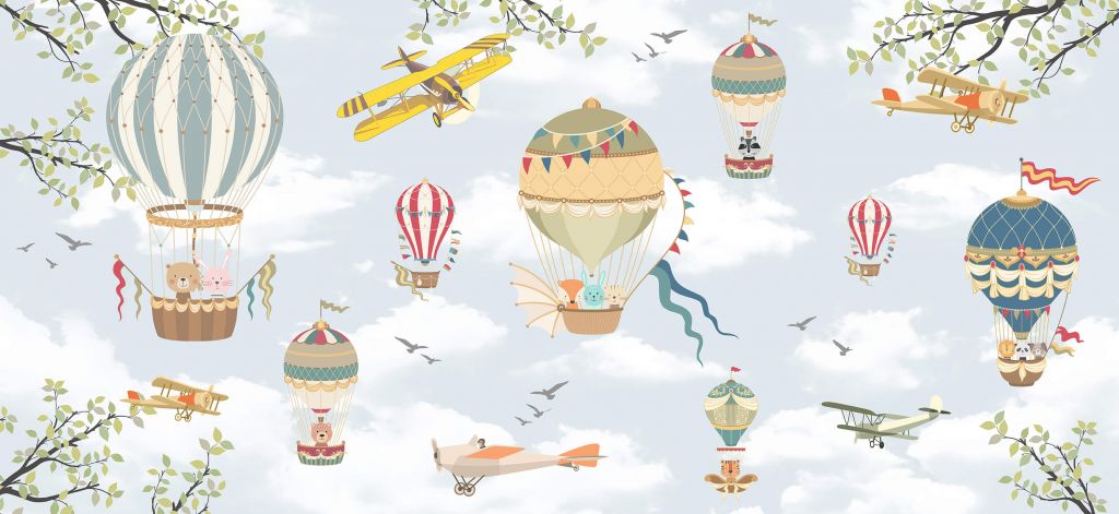 Animals in hot air balloons