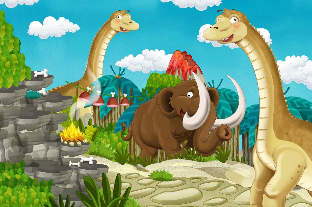 Dinosaur and a mammoth
