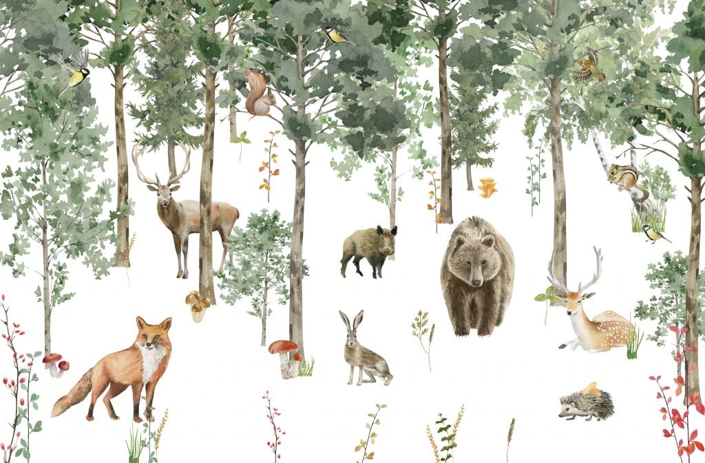 Forest animals of watercolour